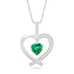 7.0mm Lab-Created Emerald and White Sapphire Ribbon Heart Pendant in Sterling Silver