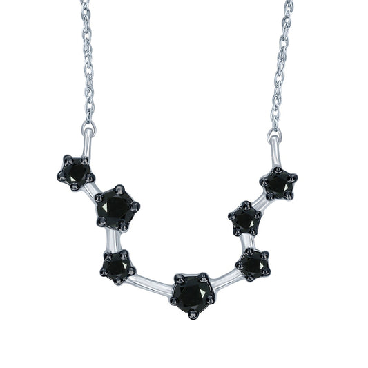 0.2 CT. T.W. Enhanced Black Natural Diamond Aquarius Constellation Necklace in Sterling Silver
