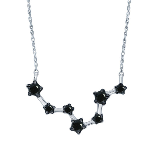 0.2 CT. T.W. Enhanced Black Natural Diamond Pisces Constellation Necklace in Sterling Silver