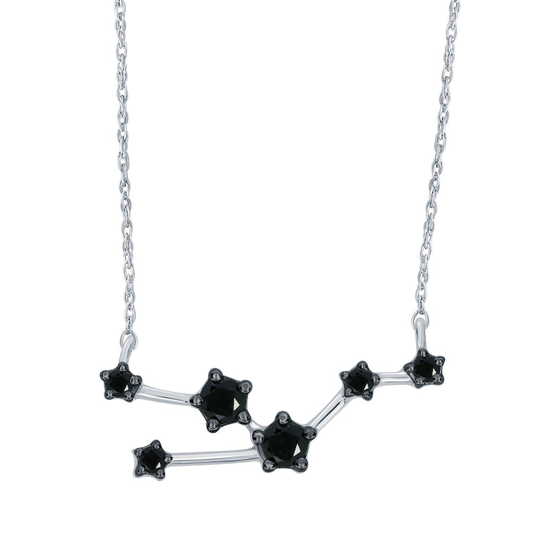 0.2 CT. T.W. Enhanced Black Natural Diamond Taurus Constellation Necklace in Sterling Silver