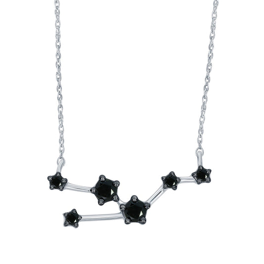 0.2 CT. T.W. Enhanced Black Natural Diamond Taurus Constellation Necklace in Sterling Silver