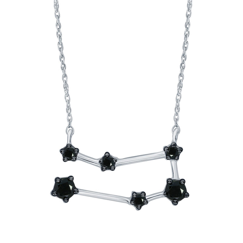 0.2 CT. T.W. Enhanced Black Natural Diamond Gemini Constellation Necklace in Sterling Silver