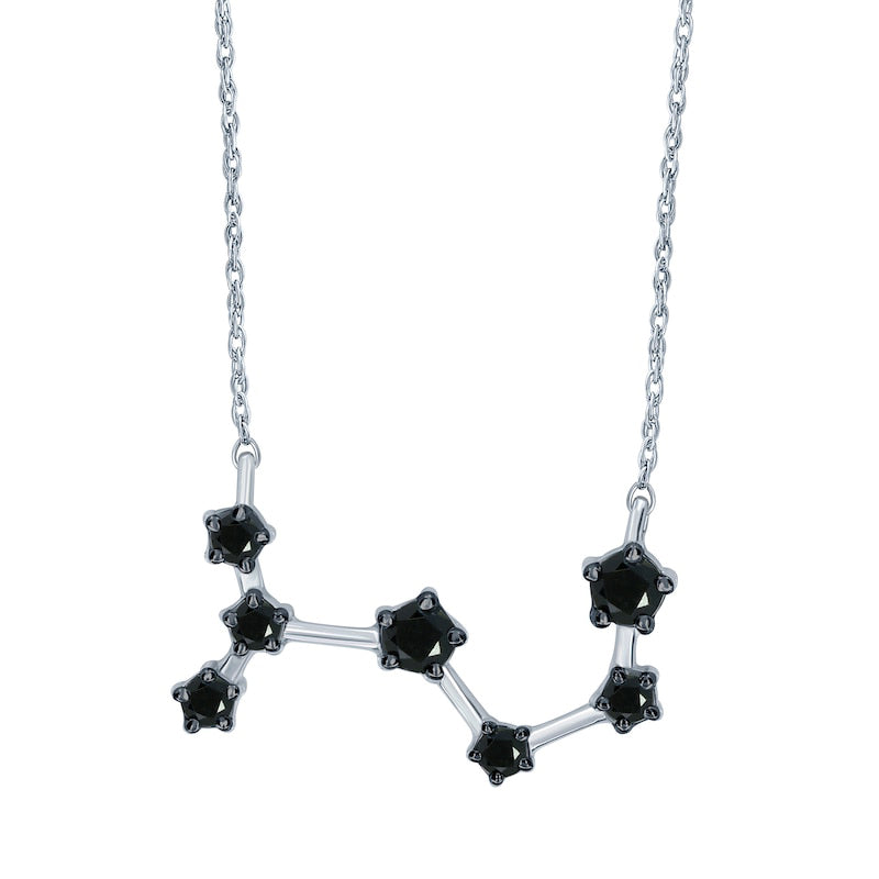 0.2 CT. T.W. Enhanced Black Natural Diamond Scorpio Constellation Necklace in Sterling Silver