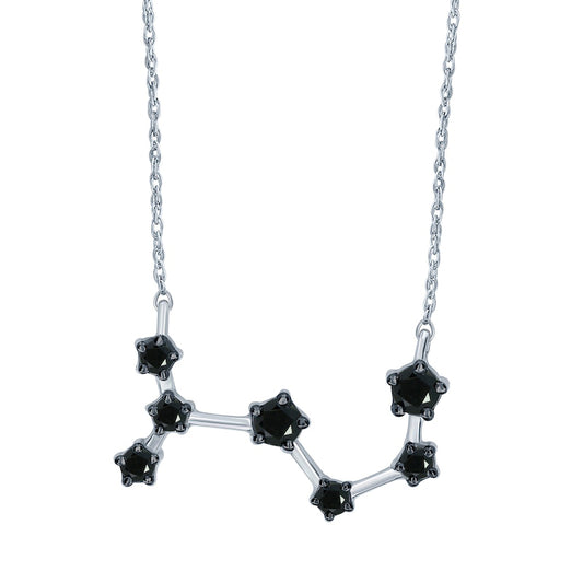 0.2 CT. T.W. Enhanced Black Natural Diamond Scorpio Constellation Necklace in Sterling Silver