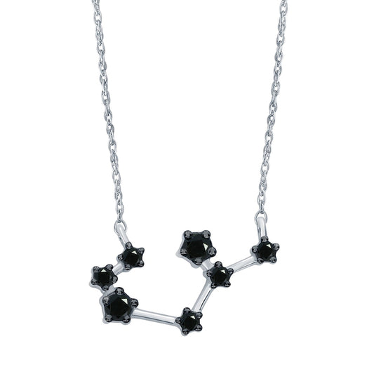0.2 CT. T.W. Enhanced Black Natural Diamond Sagittarius Constellation Necklace in Sterling Silver