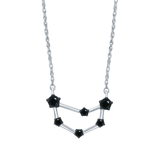 0.2 CT. T.W. Enhanced Black Natural Diamond Capricorn Constellation Necklace in Sterling Silver