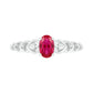 Oval Lab-Created Ruby and Diamond Accent Heart-Sides Trio Ring in Sterling Silver