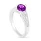 6.0mm Amethyst and Lab-Created White Sapphire Split Shank Ring in Sterling Silver
