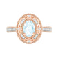 Oval Aquamarine and 0.13 CT. T.W. Natural Diamond Scroll Frame Tapered Shank Antique Vintage-Style Ring in Solid 10K Rose Gold