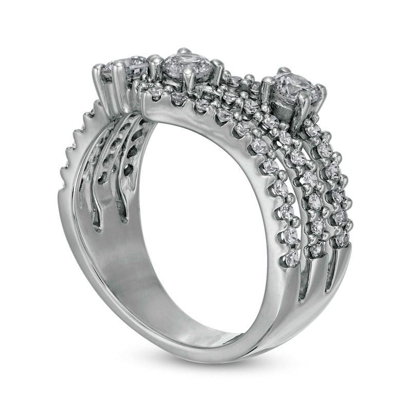 1.0 CT. T.W. Certified Lab-Created Diamond Chevron Multi-Row Ring in Solid 14K White Gold (F/SI2)