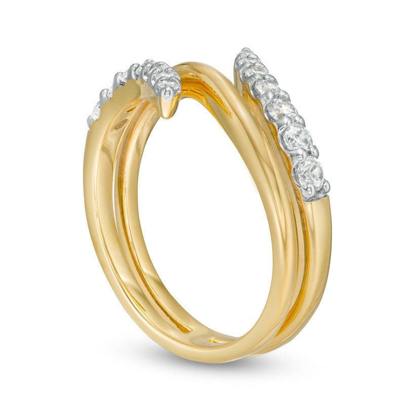 0.50 CT. T.W. Journey Natural Diamond Bypass Ring in Solid 10K Yellow Gold - Size 7