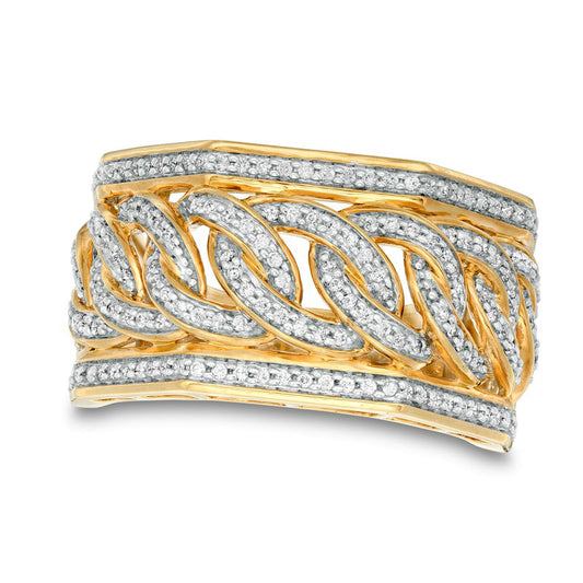 Men's 0.50 CT. T.W. Natural Diamond Curb Link Ring in Solid 10K Yellow Gold
