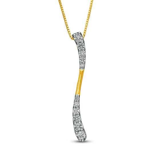 0.5 CT. T.W. Journey Natural Diamond Wave Pendant in 10K Yellow Gold