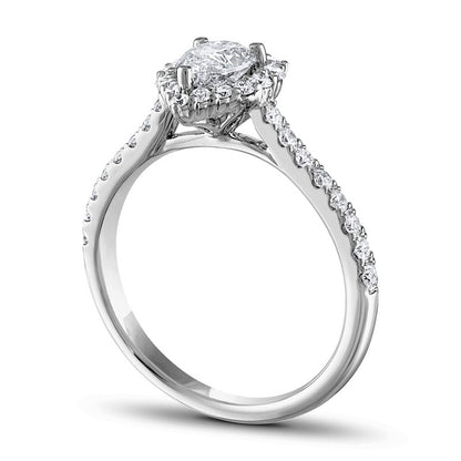 1.25 CT. T.W. Pear-Shaped Natural Diamond Graduated Frame Engagement Ring in Solid 14K White Gold