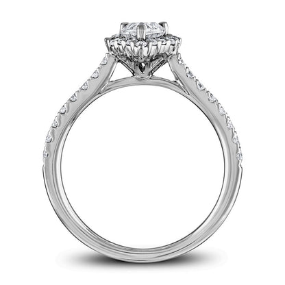 1.25 CT. T.W. Pear-Shaped Natural Diamond Graduated Frame Engagement Ring in Solid 14K White Gold