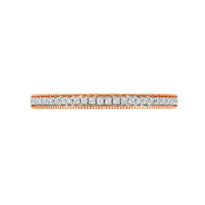 0.33 CT. T.W. Oval Natural Diamond Scallop Frame Antique Vintage-Style Bridal Engagement Ring Set in Solid 10K Rose Gold