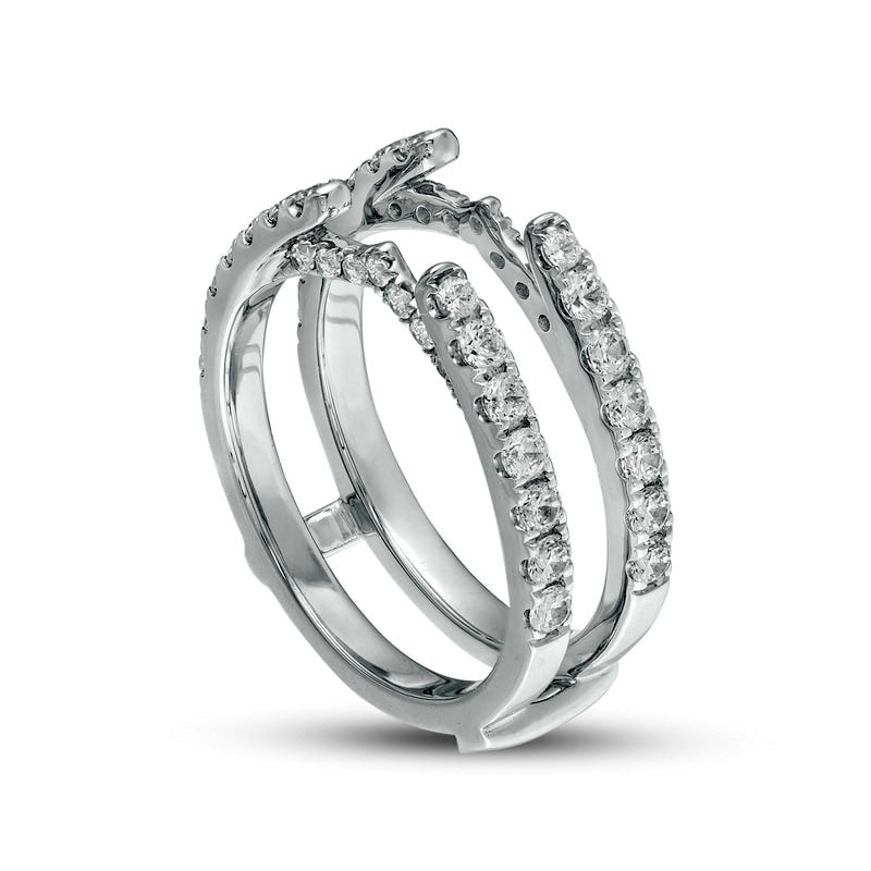 1.0 CT. T.W. Natural Clarity Enhanced Diamond Cathedral Solitaire Enhancer in Solid 14K White Gold