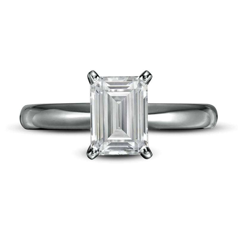 1.5 CT. Certified Emerald-Cut Lab-Created Diamond Solitaire Engagement Ring in Solid 14K White Gold (F/VS2)
