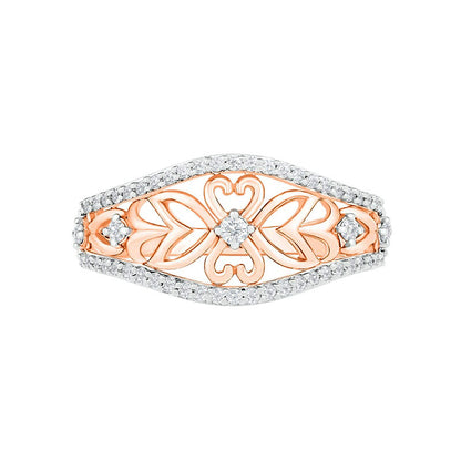 0.33 CT. T.W. Natural Diamond Ornate Flower Ring in Solid 10K Rose Gold