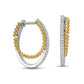 0.2 CT. T.W. Diamond Beaded Double Hoop Earrings in Sterling Silver and 10K Gold