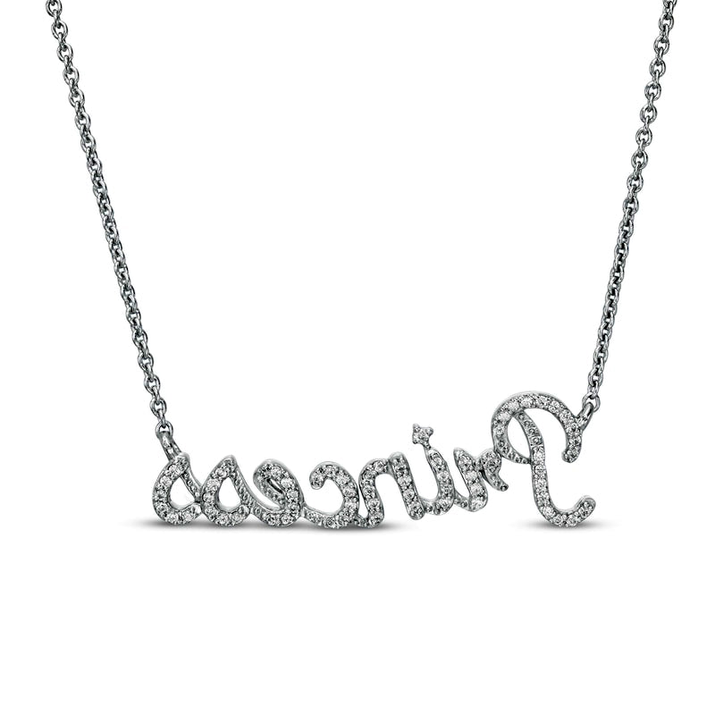 0.2 CT. T.W. Natural Diamond "Princess" Necklace in Sterling Silver