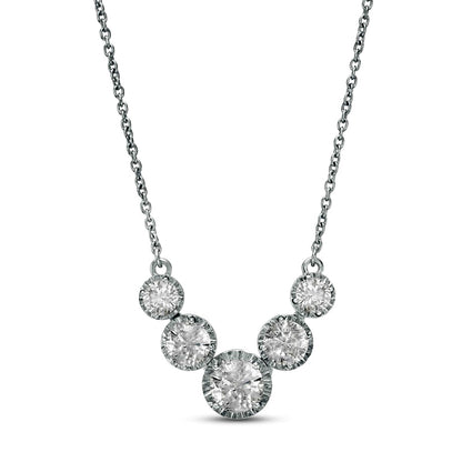 Natural Diamonds Amplified 1 CT. T.W. Natural Diamond Five Stone Necklace in 10K White Gold