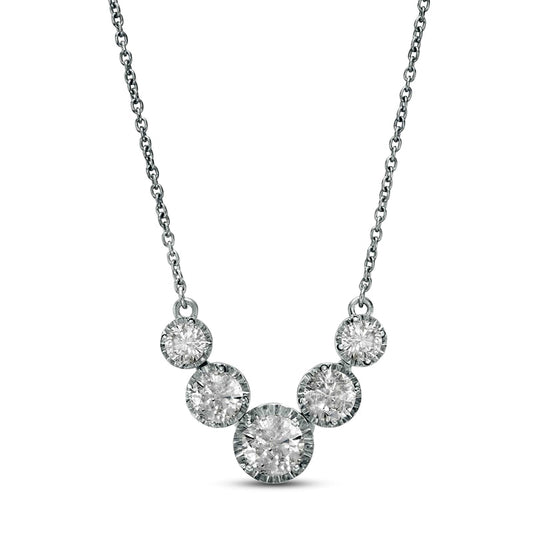 Natural Diamonds Amplified 1 CT. T.W. Natural Diamond Five Stone Necklace in 10K White Gold