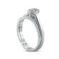 0.38 CT. T.W. Oval Natural Diamond Bridal Engagement Ring Set in Solid 10K White Gold