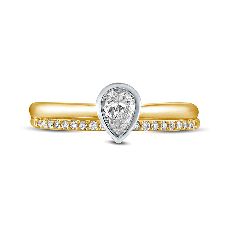 0.38 CT. T.W. Pear-Shaped Natural Diamond Bridal Engagement Ring Set in Solid 10K Yellow Gold