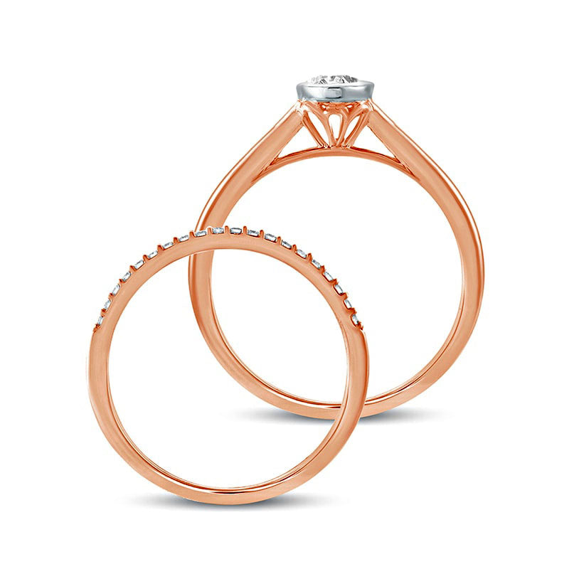 0.38 CT. T.W. Pear-Shaped Natural Diamond Bridal Engagement Ring Set in Solid 10K Rose Gold