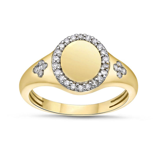 0.25 CT. T.W. Natural Diamond Frame Signet Ring in Solid 10K Yellow Gold