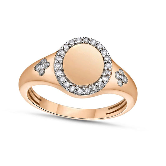 0.25 CT. T.W. Natural Diamond Frame Signet Ring in Solid 10K Rose Gold