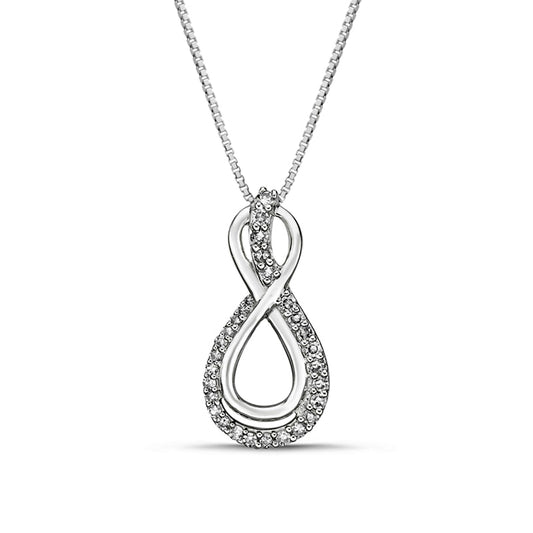 0.17 CT. T.W. Natural Diamond Linear Ribbon Infinity Pendant in 10K White Gold