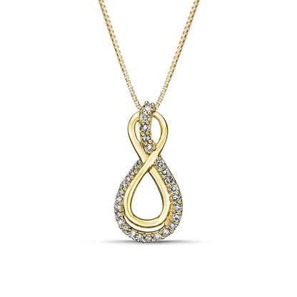 0.17 CT. T.W. Natural Diamond Linear Ribbon Infinity Pendant in 10K Yellow Gold
