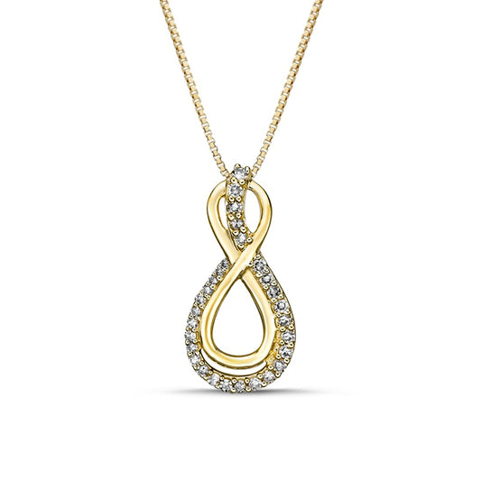 0.17 CT. T.W. Natural Diamond Linear Ribbon Infinity Pendant in 10K Yellow Gold