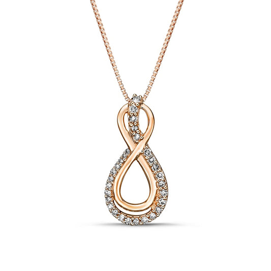 0.17 CT. T.W. Natural Diamond Linear Ribbon Infinity Pendant in 10K Rose Gold