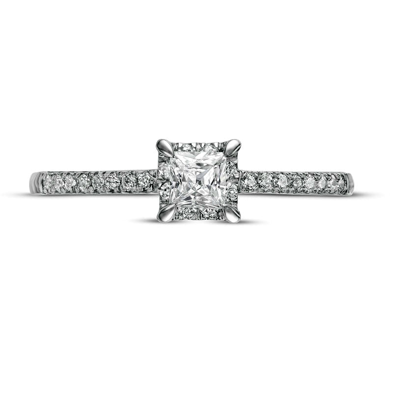 0.38 CT. T.W. Princess-Cut Natural Diamond Hidden Frame Engagement Ring in Solid 10K White Gold