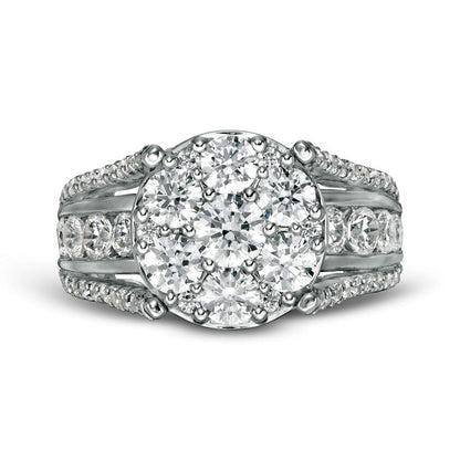 3.0 CT. T.W. Composite Natural Diamond Channel Shank Engagement Ring in Solid 14K White Gold
