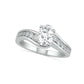 Oval White Lab-Created Sapphire Bypass Bridal Engagement Ring Set in Sterling Silver