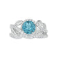 7.0mm Aquamarine and 0.38 CT. T.W. Natural Diamond Bypass Leaf Shank Bridal Engagement Ring Set in Solid 10K White Gold