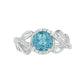 7.0mm Aquamarine and 0.38 CT. T.W. Natural Diamond Bypass Leaf Shank Bridal Engagement Ring Set in Solid 10K White Gold