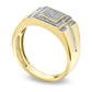 Men's 0.25 CT. T.W. Natural Diamond Micro Cluster Square Stepped Ring in Solid 10K Yellow Gold