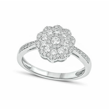 0.50 CT. T.W. Natural Diamond Flower Ring in Solid 10K White Gold