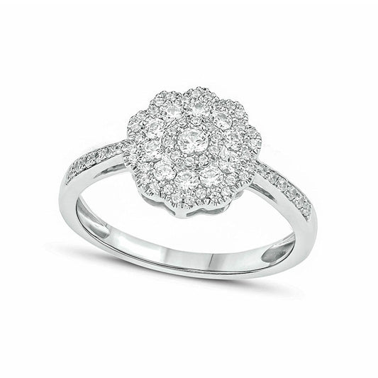 0.50 CT. T.W. Natural Diamond Flower Ring in Solid 10K White Gold