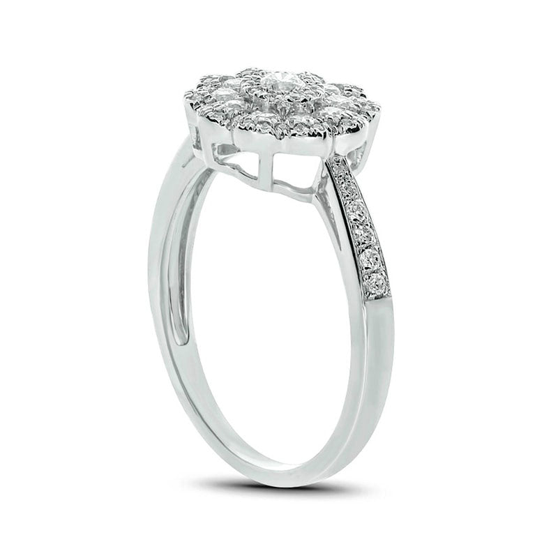 0.50 CT. T.W. Natural Diamond Flower Ring in Solid 10K White Gold