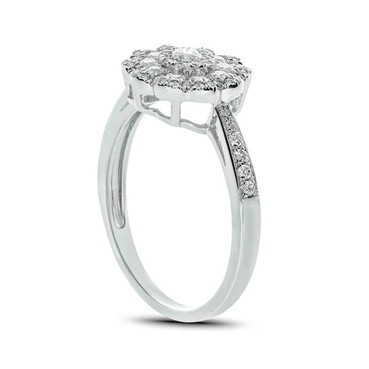 0.50 CT. T.W. Natural Diamond Flower Ring in Solid 10K White Gold