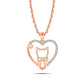 0.05 CT. T.W. Natural Diamond Cat with Bowtie in Heart Pendant in 10K Rose Gold