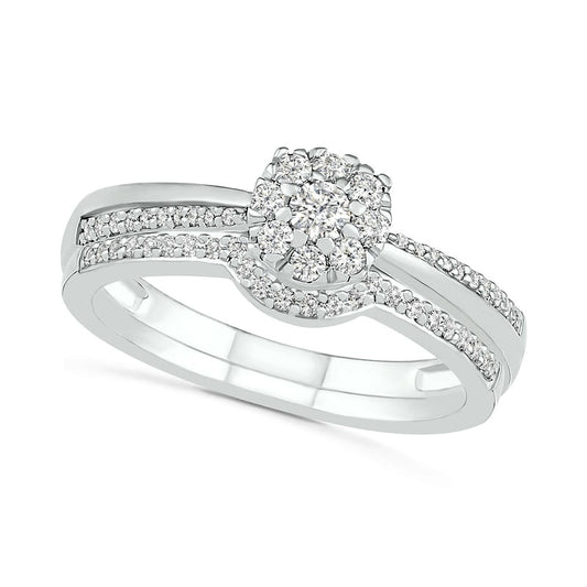 0.33 CT. T.W. Composite Natural Diamond Bridal Engagement Ring Set in Solid 10K White Gold