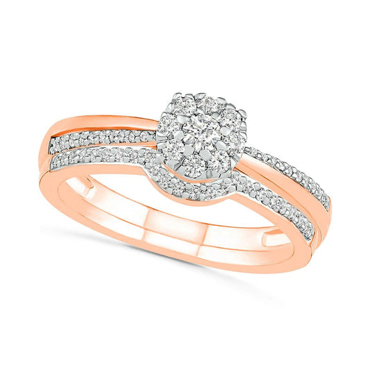 0.33 CT. T.W. Composite Natural Diamond Bridal Engagement Ring Set in Solid 10K Rose Gold