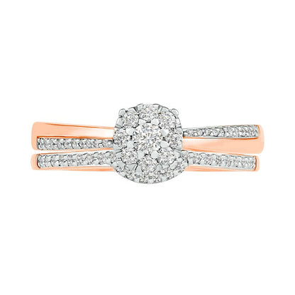 0.33 CT. T.W. Composite Natural Diamond Bridal Engagement Ring Set in Solid 10K Rose Gold